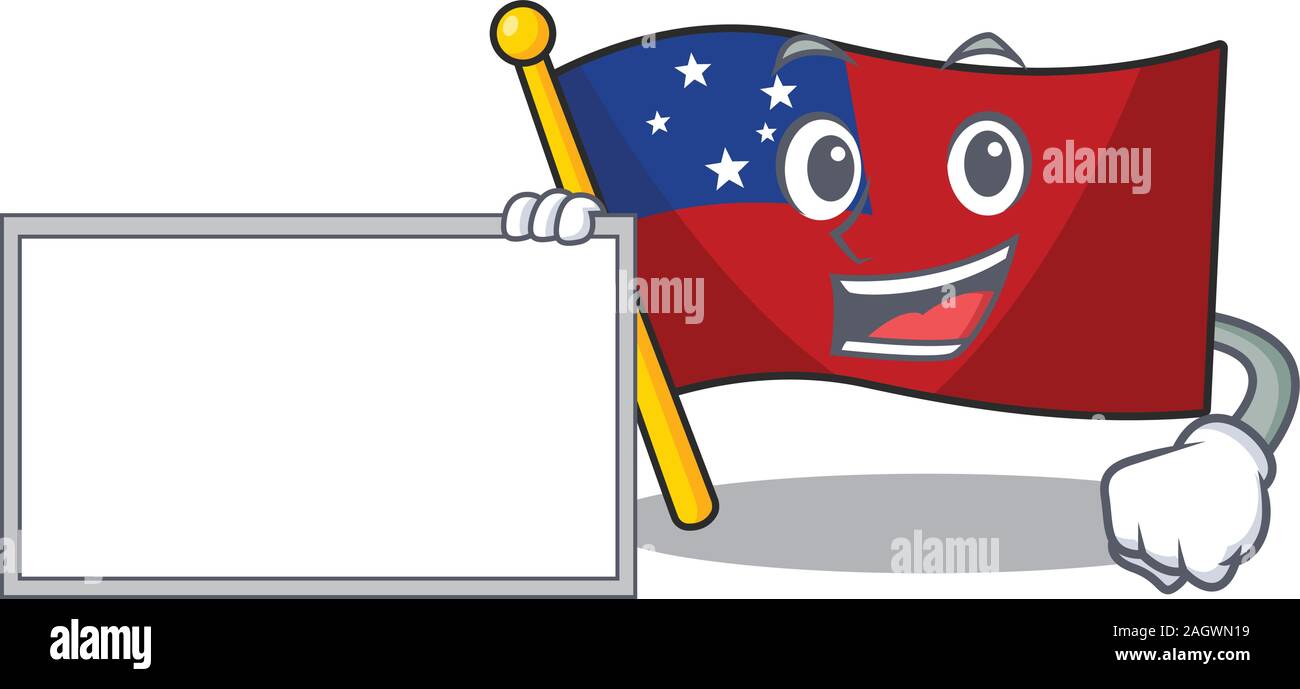 Flag samoa Scroll with board cartoon mascot design style Stock Vector
