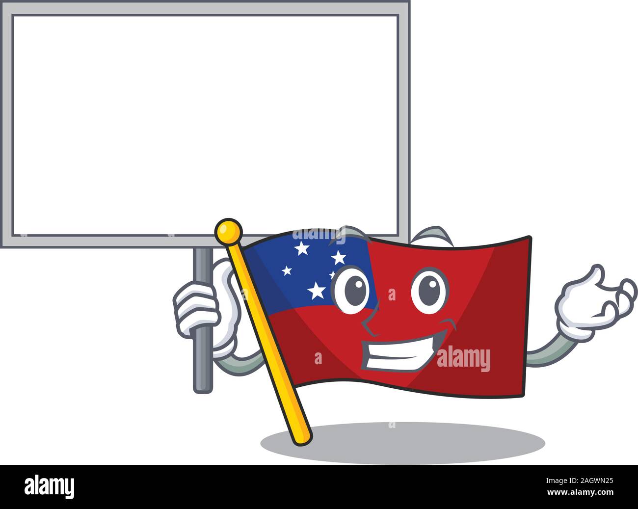 Flag samoa Scroll cute cartoon character bring a board Stock Vector