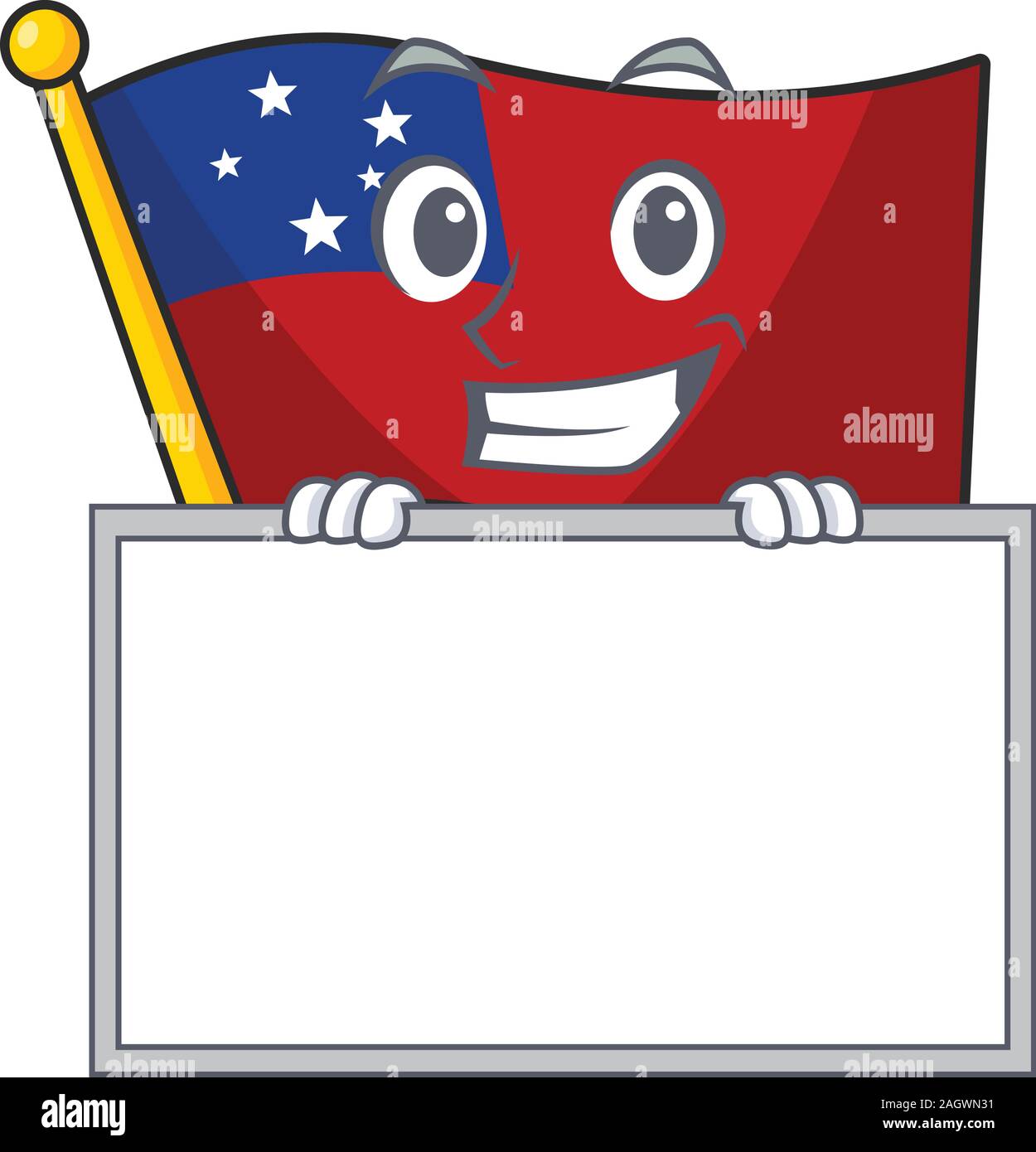 Flag samoa Scroll cartoon character style grinning with board Stock Vector