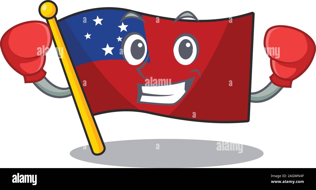 Happy Boxing flag samoa Scroll mascot character style Stock Vector