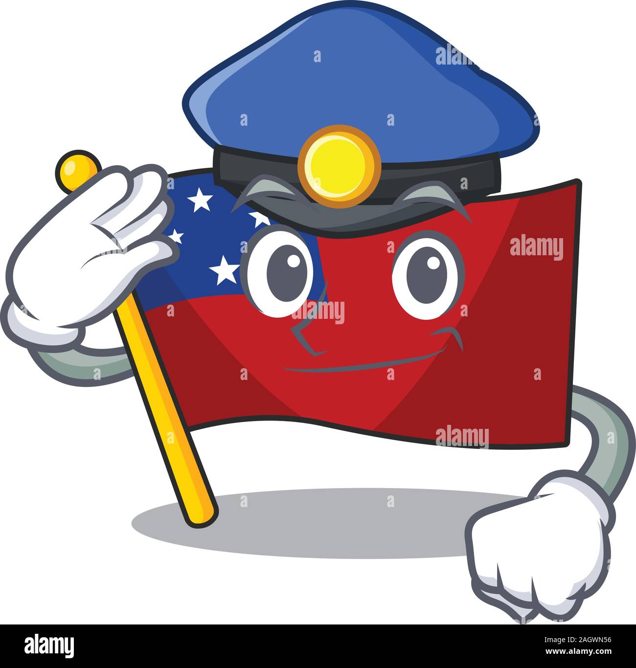 Flag samoa Scroll Cartoon mascot style as a Police officer Stock Vector