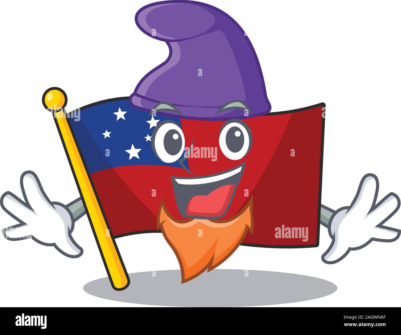 An icon of flag samoa Scroll cartoon character dressed as an Elf Stock Vector