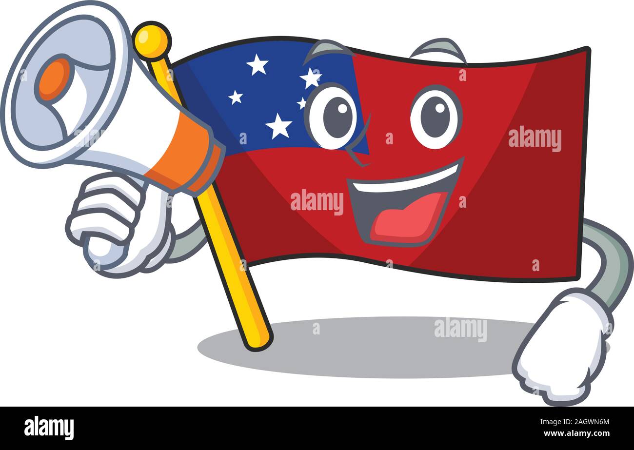 a Picture of flag samoa Scroll holding a megaphone Stock Vector
