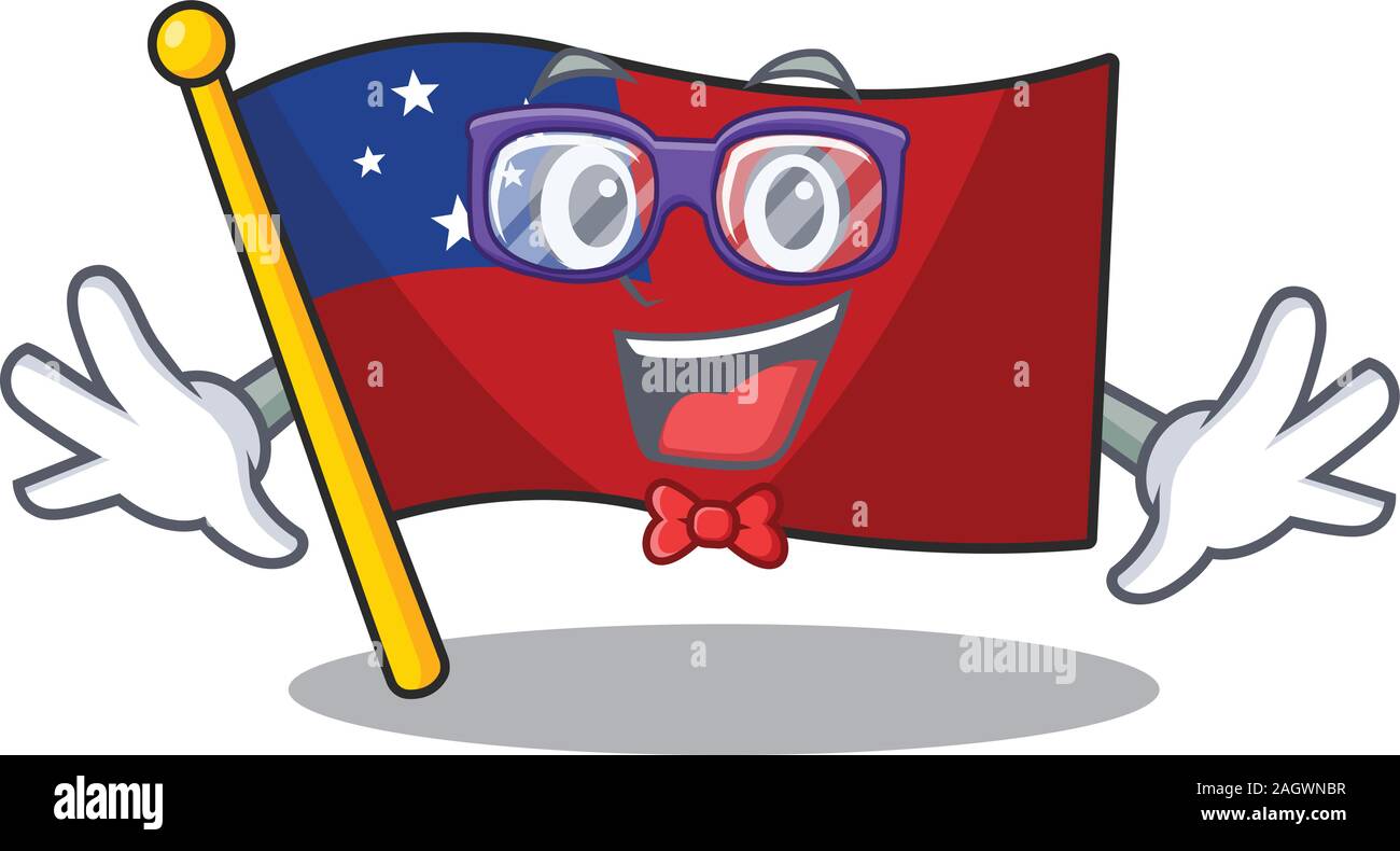 Super Funny Geek flag samoa Scroll cartoon character design Stock Vector