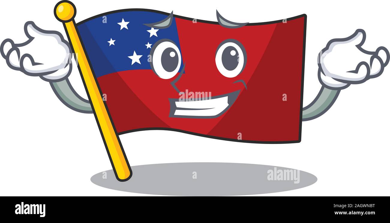 Cute and Cool Grinning flag samoa Scroll mascot cartoon style Stock Vector