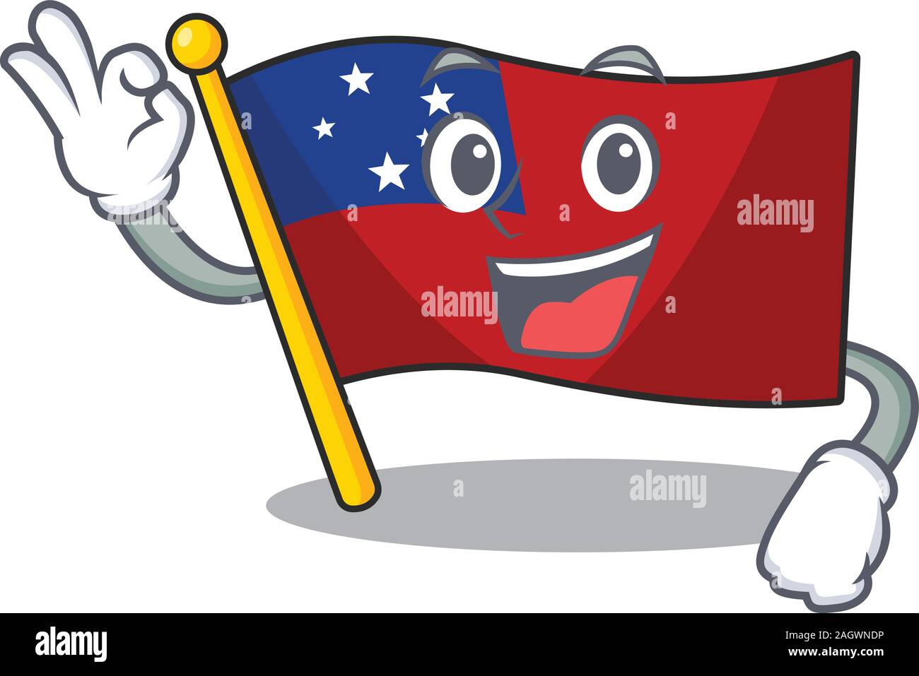 Flag samoa Scroll mascot design making an Okay gesture Stock Vector