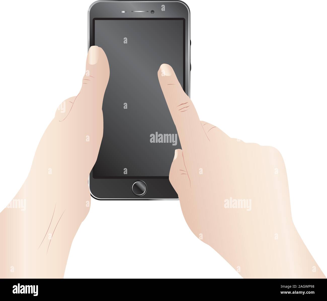 Human hands holding black smartphone with touchscreen Stock Vector ...