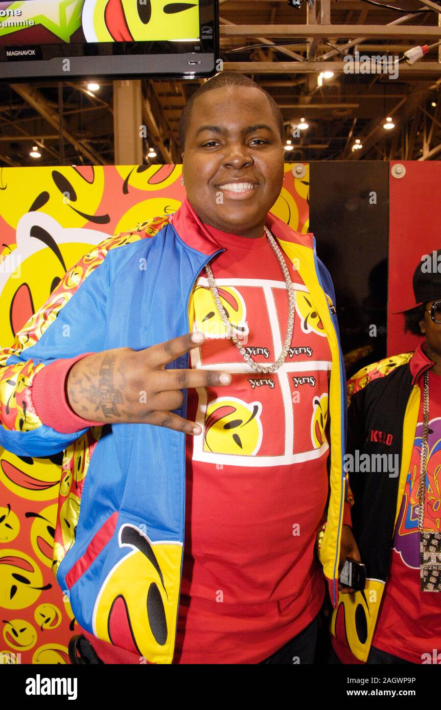 Singer Sean Kingston at the Yums booth at the MAGIC fashion show at the Convention Center in Las