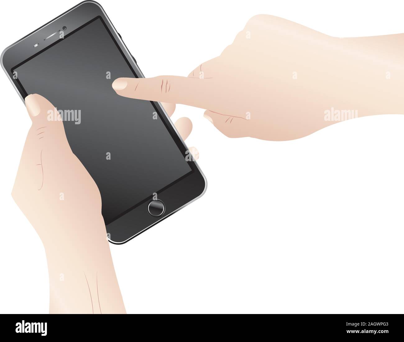 Human hands holding black smartphone with touchscreen Stock Vector ...