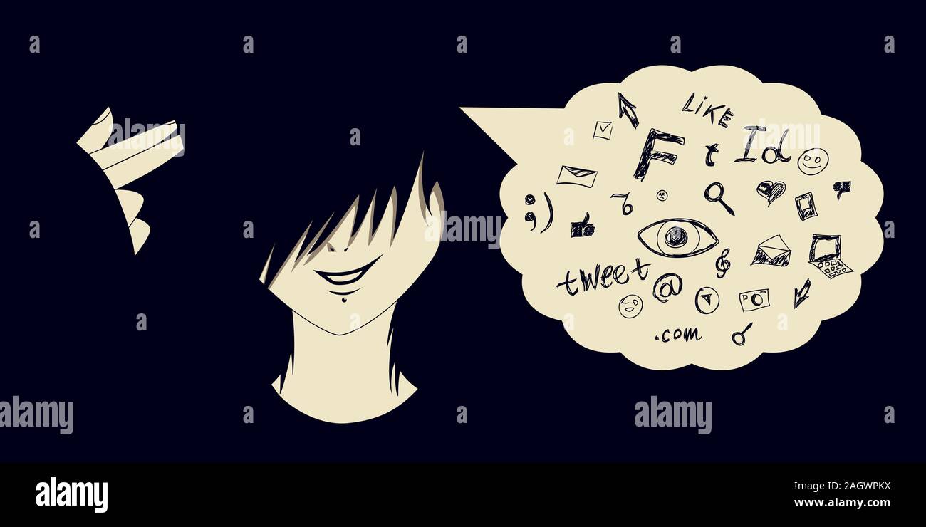 Funky Modern Teenager Emo Illustration Stock Illustration 34923958