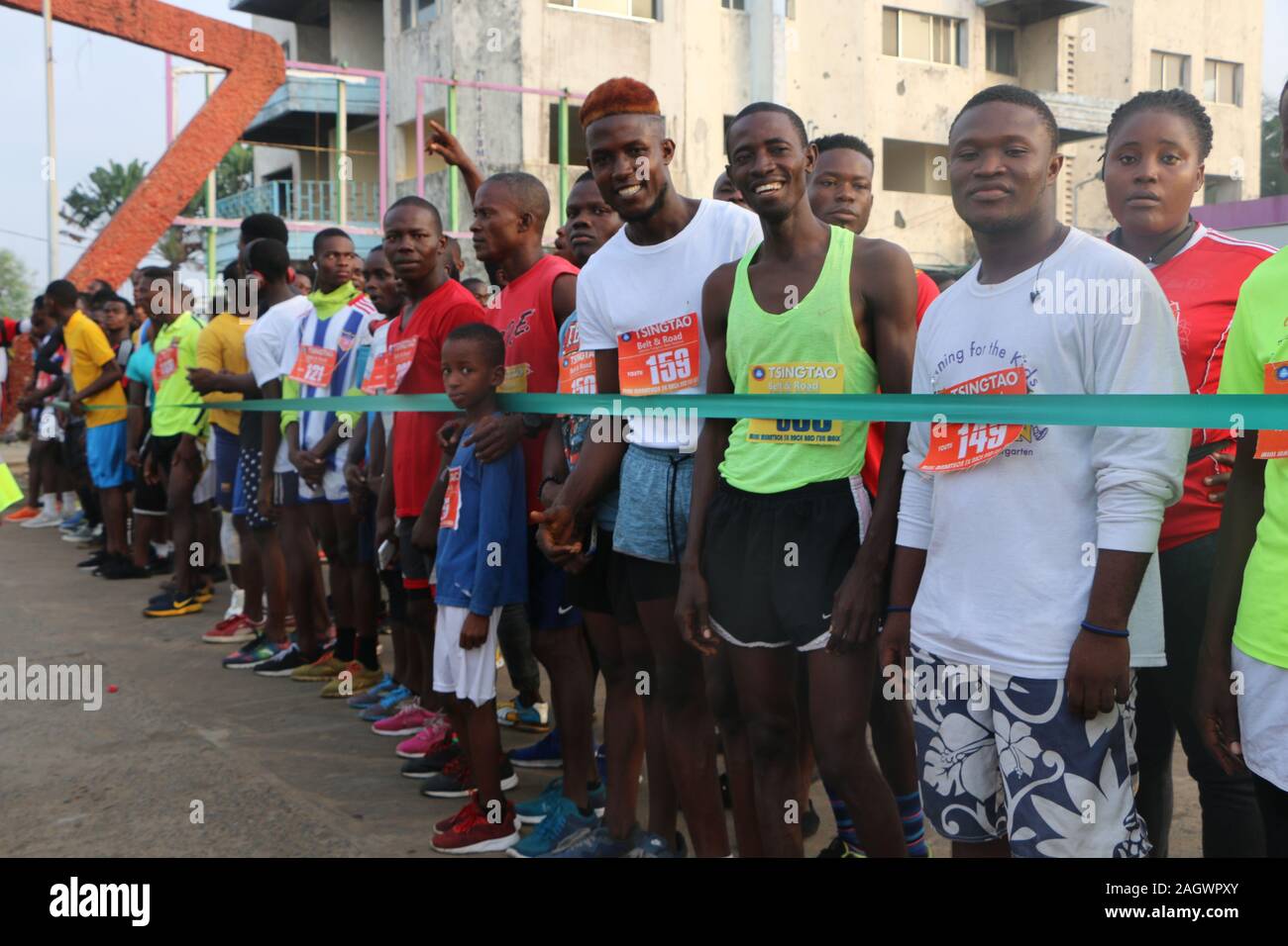 Monrovia, Liberia. 21st Dec, 2019. Local people attend a marathon at