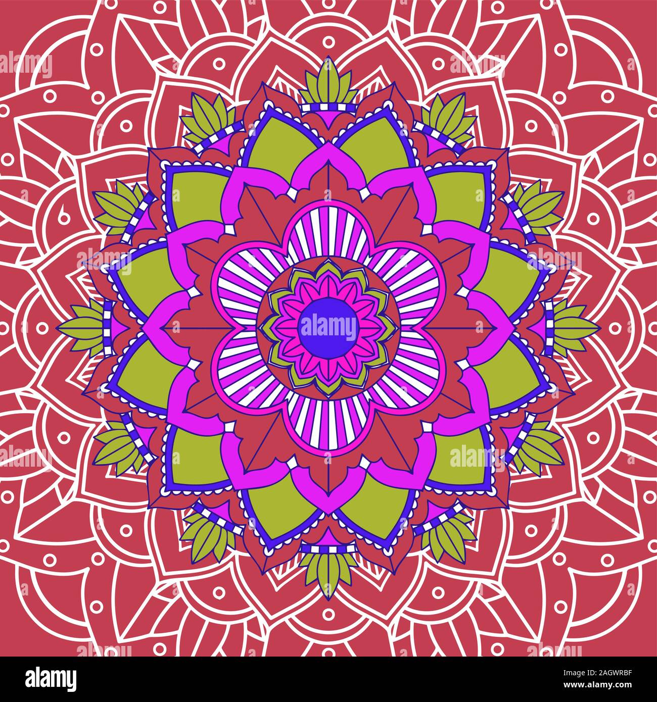 Mandala patterns on red background illustration Stock Vector Image ...