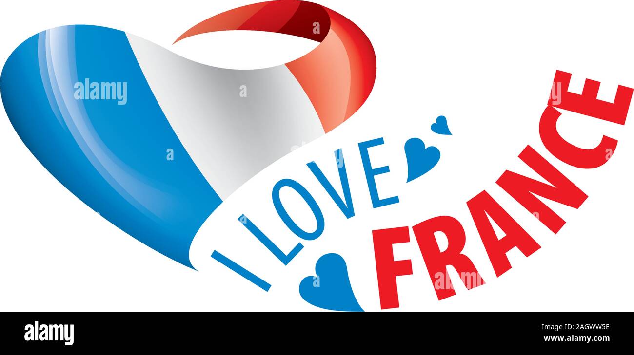 The national flag of the France and the inscription I love France