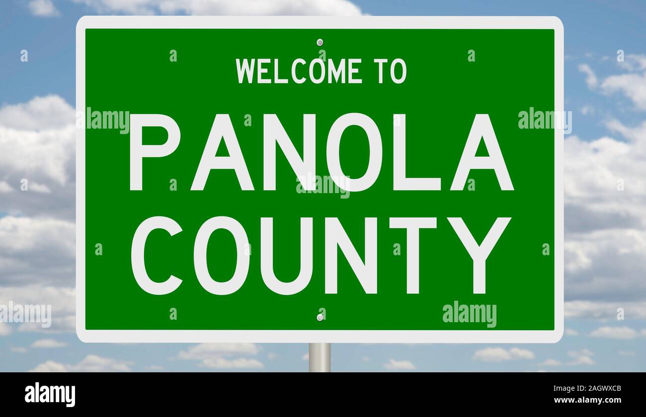 Rendering of a green 3d highway sign for Panola County Stock Photo - Alamy