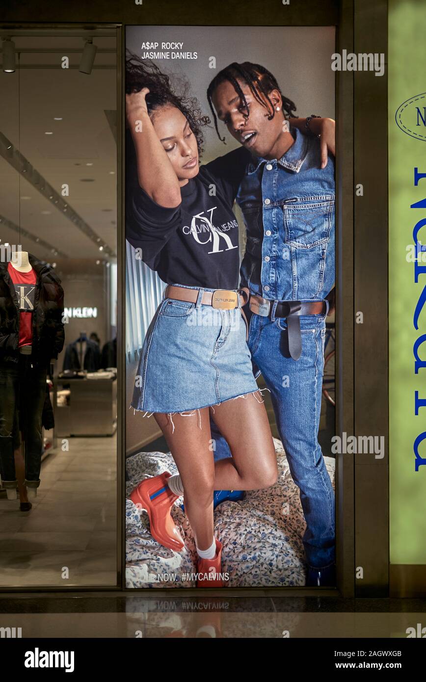 Calvin Klein poster, shop window display Stock Photo Alamy