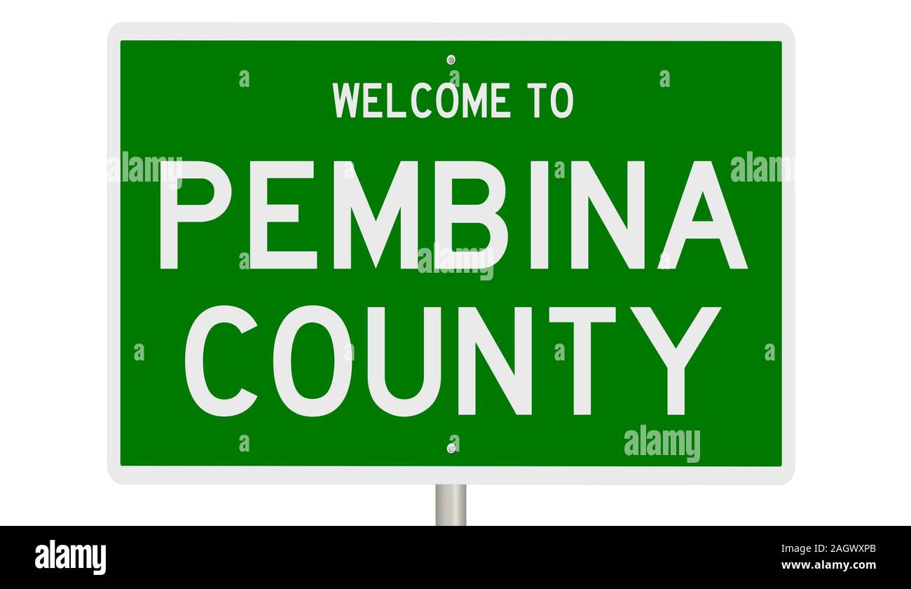 Rendering of a green 3d highway sign for Pembina County Stock Photo Alamy