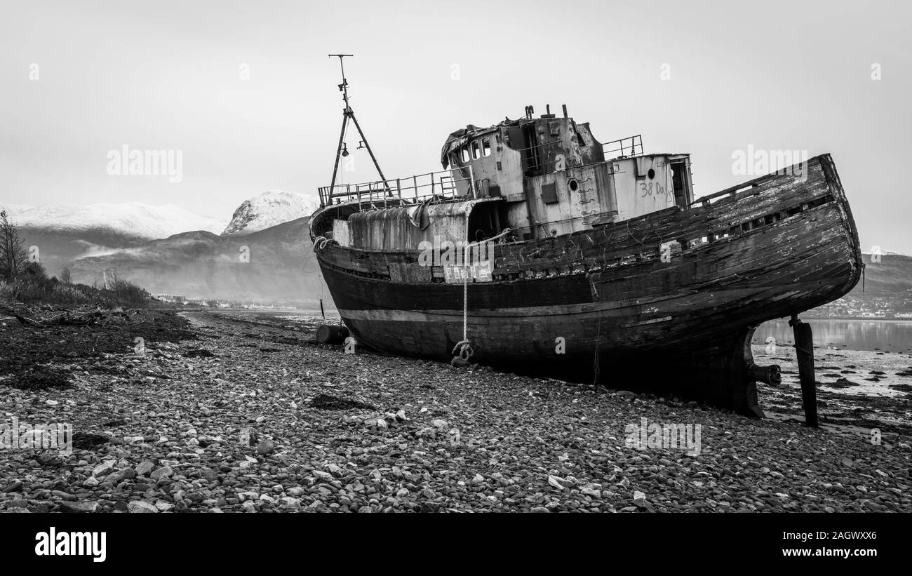 Abandoned Fishing Boat, Fort William, Scotland Stock Photo