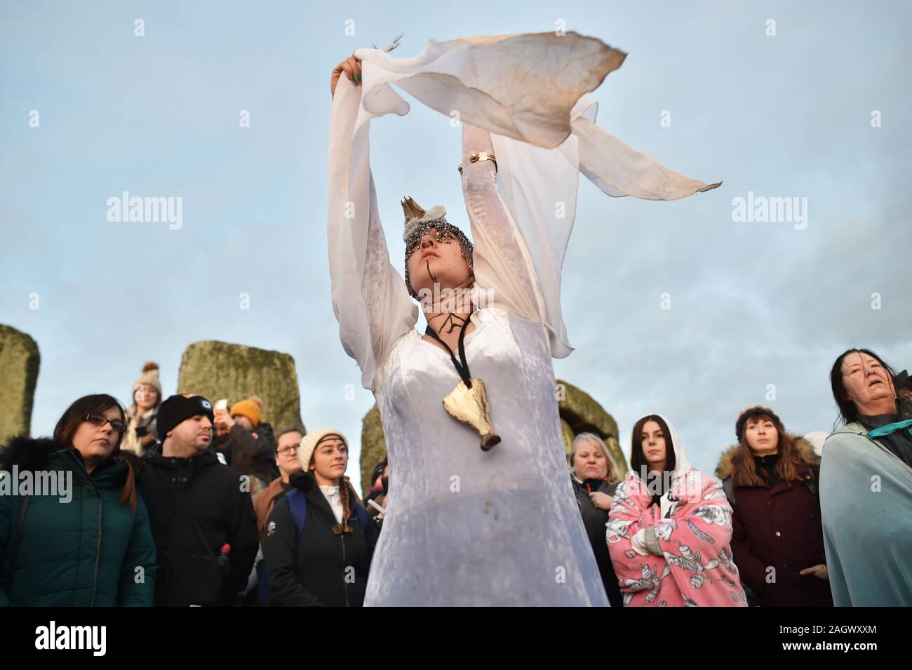 People gather at Stonehenge in Wiltshire to mark the winter solstice ...