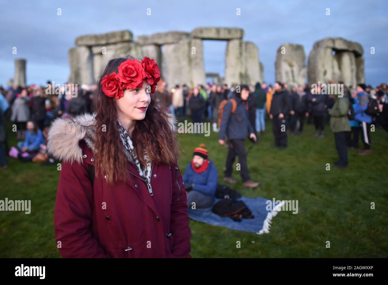 People gather at Stonehenge in Wiltshire to mark the winter solstice ...