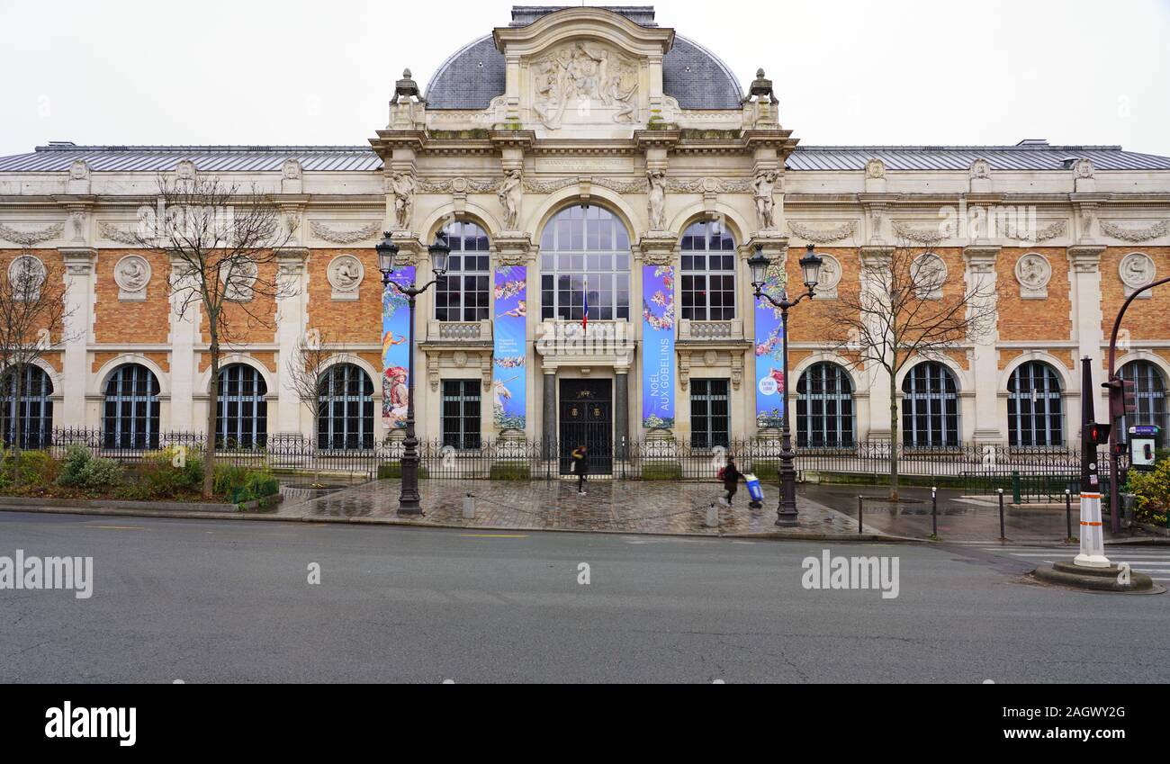 PARIS, FRANCE -18 DEC 2019- View of the historic Manufacture des Gobelins (Gobelins Manufactury), a historic tapestry factory in the 13th arrondisseme Stock Photo