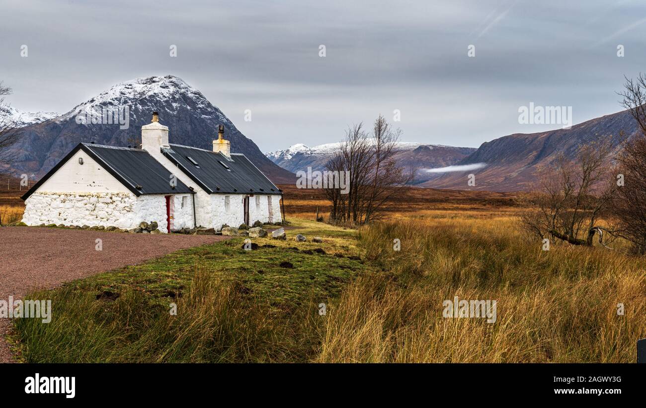 Black Rock Cottage, Glencoe, Scotland Stock Photo