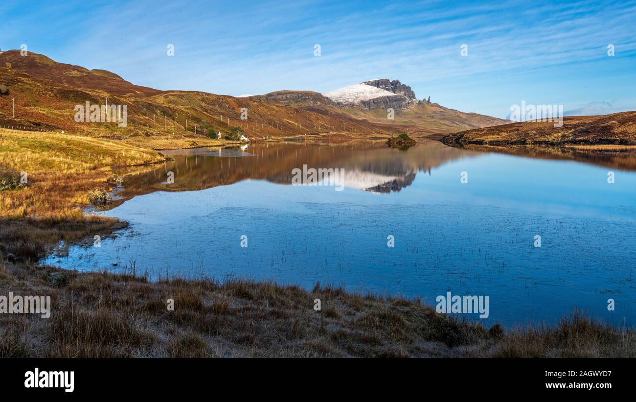 Storr Reflection in Loch Leathan, Isle of Skye Stock Photo