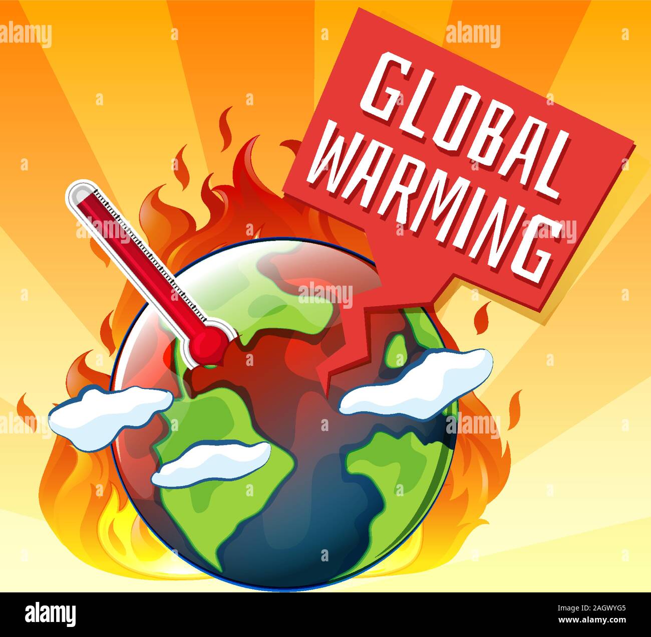Global warming with earth on fire illustration Stock Vector Image & Art ...