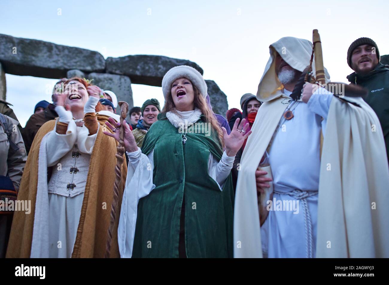 People gather at Stonehenge in Wiltshire to mark the winter solstice ...