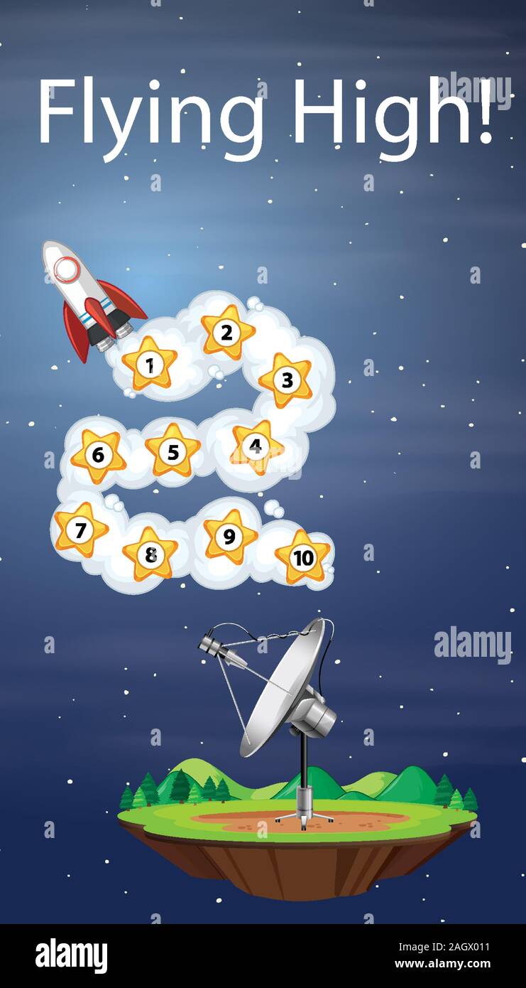 Scene with spaceship flying in the sky illustration Stock Vector Image ...