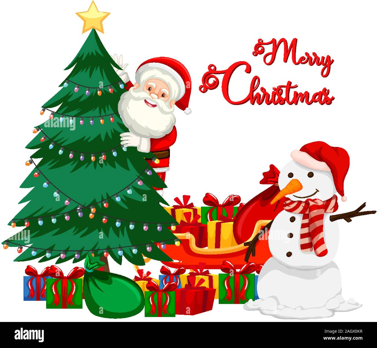 Christmas theme with Santa and snowman illustration Stock Vector Image ...