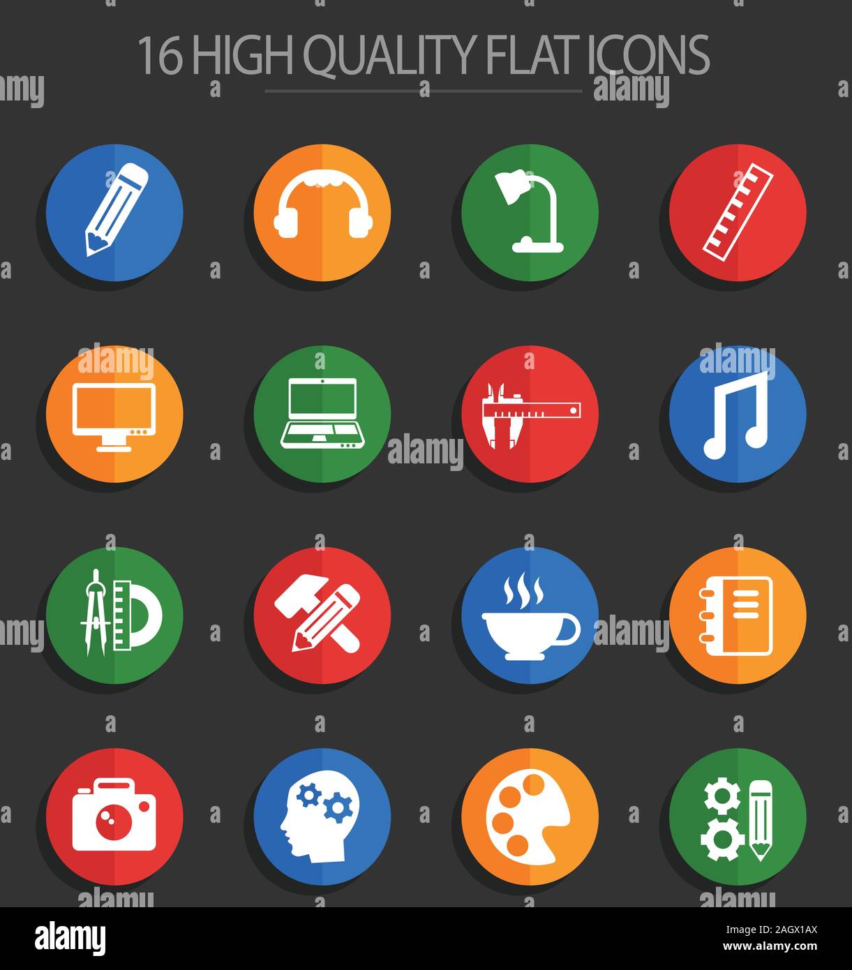 creative process 16 flat icons Stock Vector Image & Art - Alamy