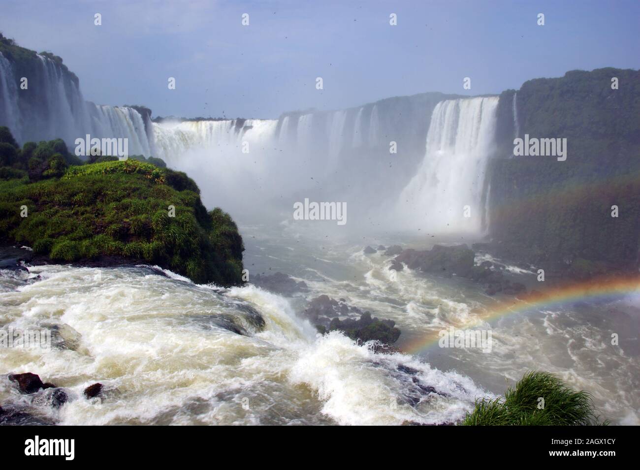 Iguazu river falls inserted between the province of Misiones (Argentina) and the Brazilian state of Paraná Stock Photo