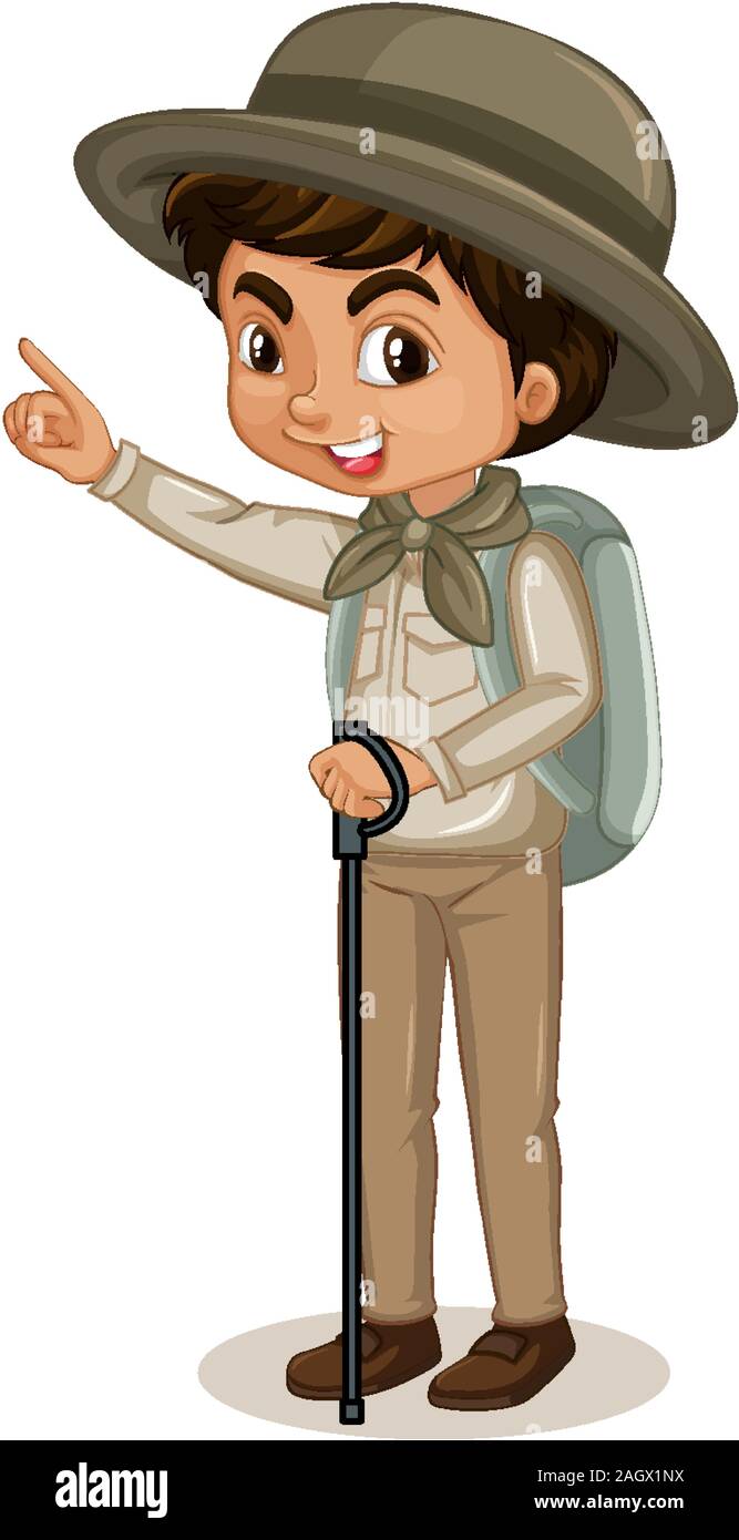 Boy with backpack on white background illustration Stock Vector Image ...