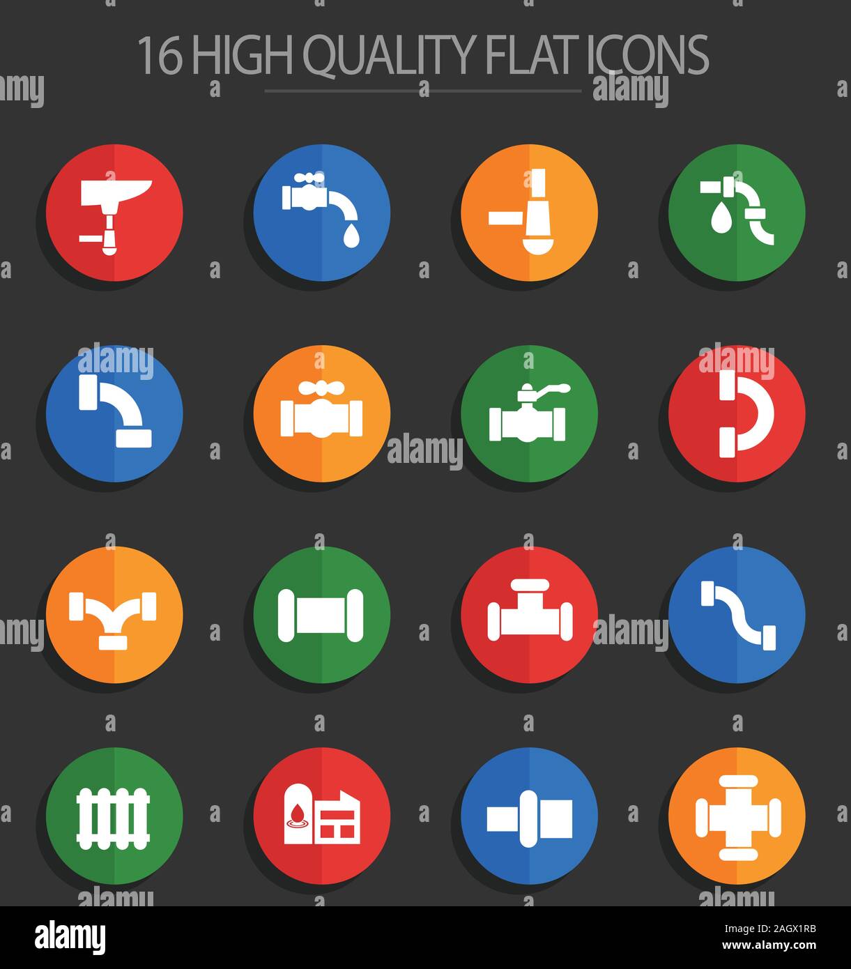 duct 16 flat icons Stock Vector Image & Art - Alamy