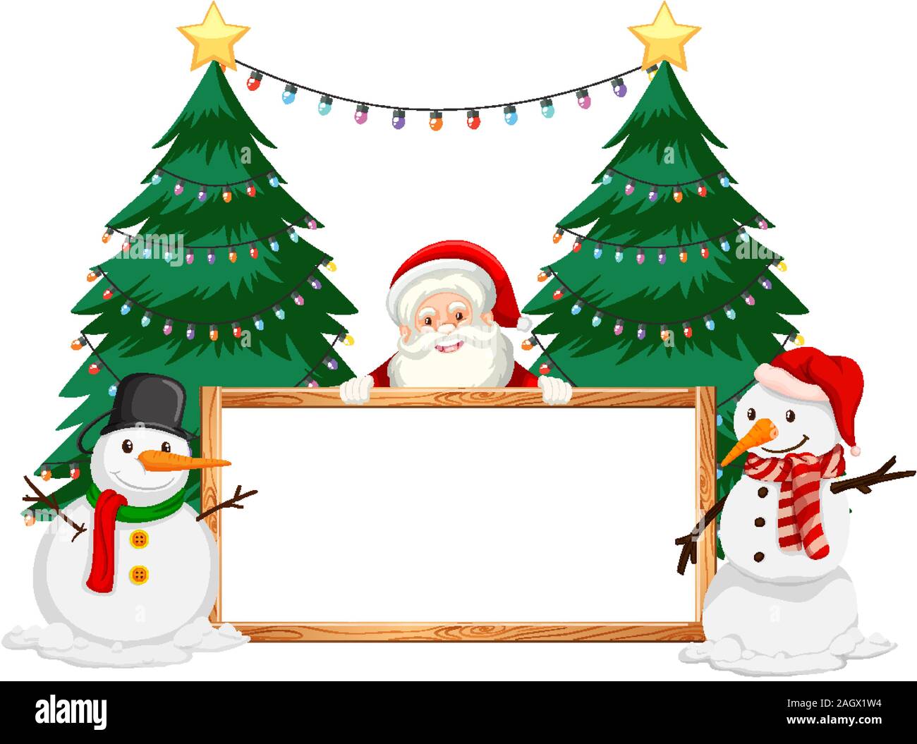 Christmas theme with Santa and snowman illustration Stock Vector Image ...