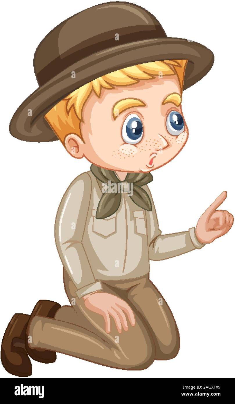 Boy in scout uniform on isolated background illustration Stock Vector ...