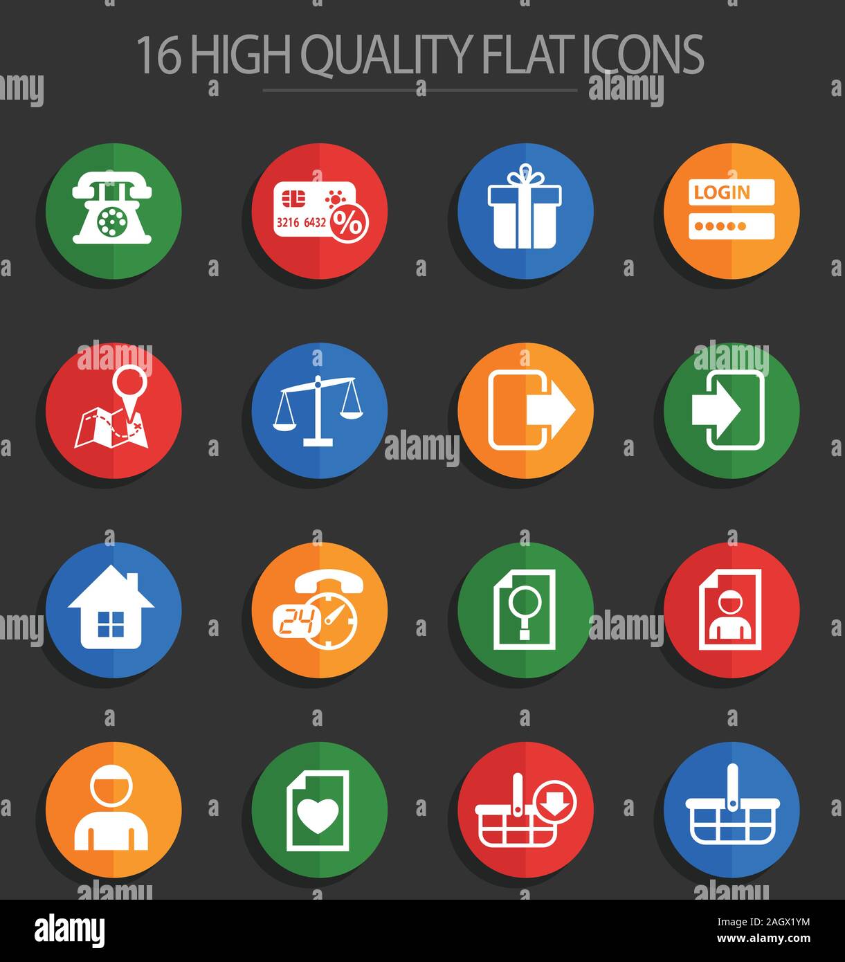 e-commerce interface 16 flat icons Stock Vector Image & Art - Alamy