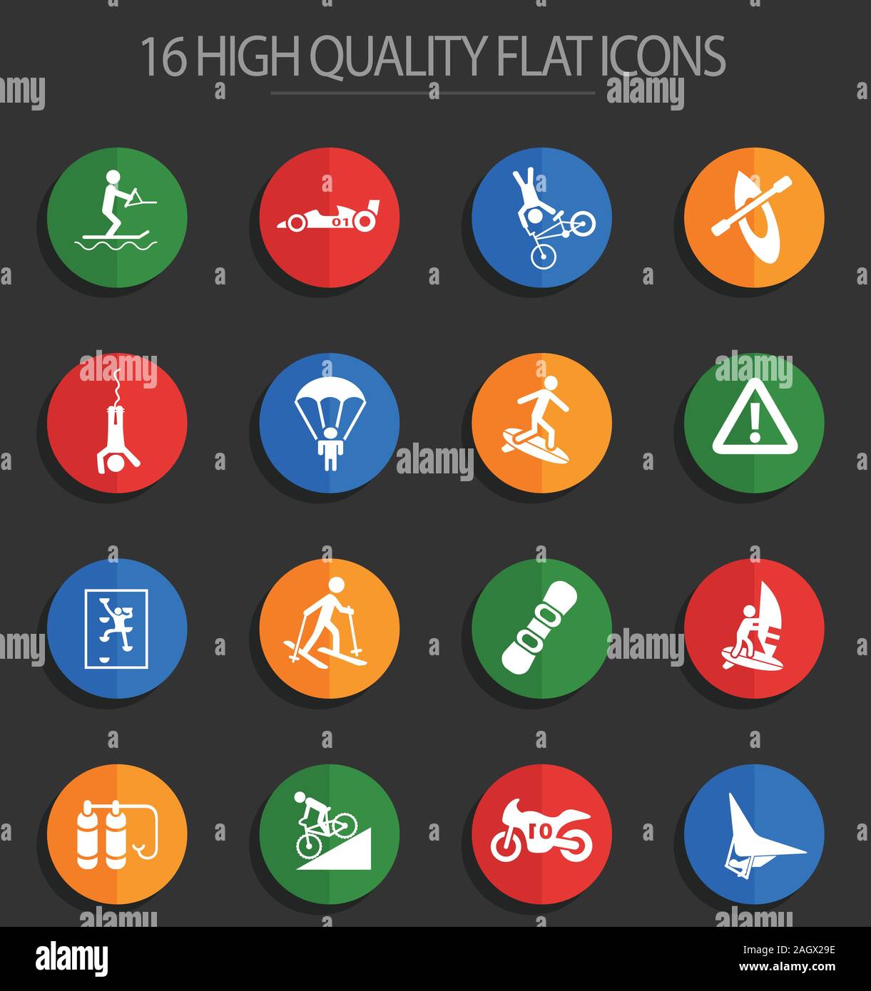 extreme sport 16 flat icons Stock Vector Image & Art Alamy