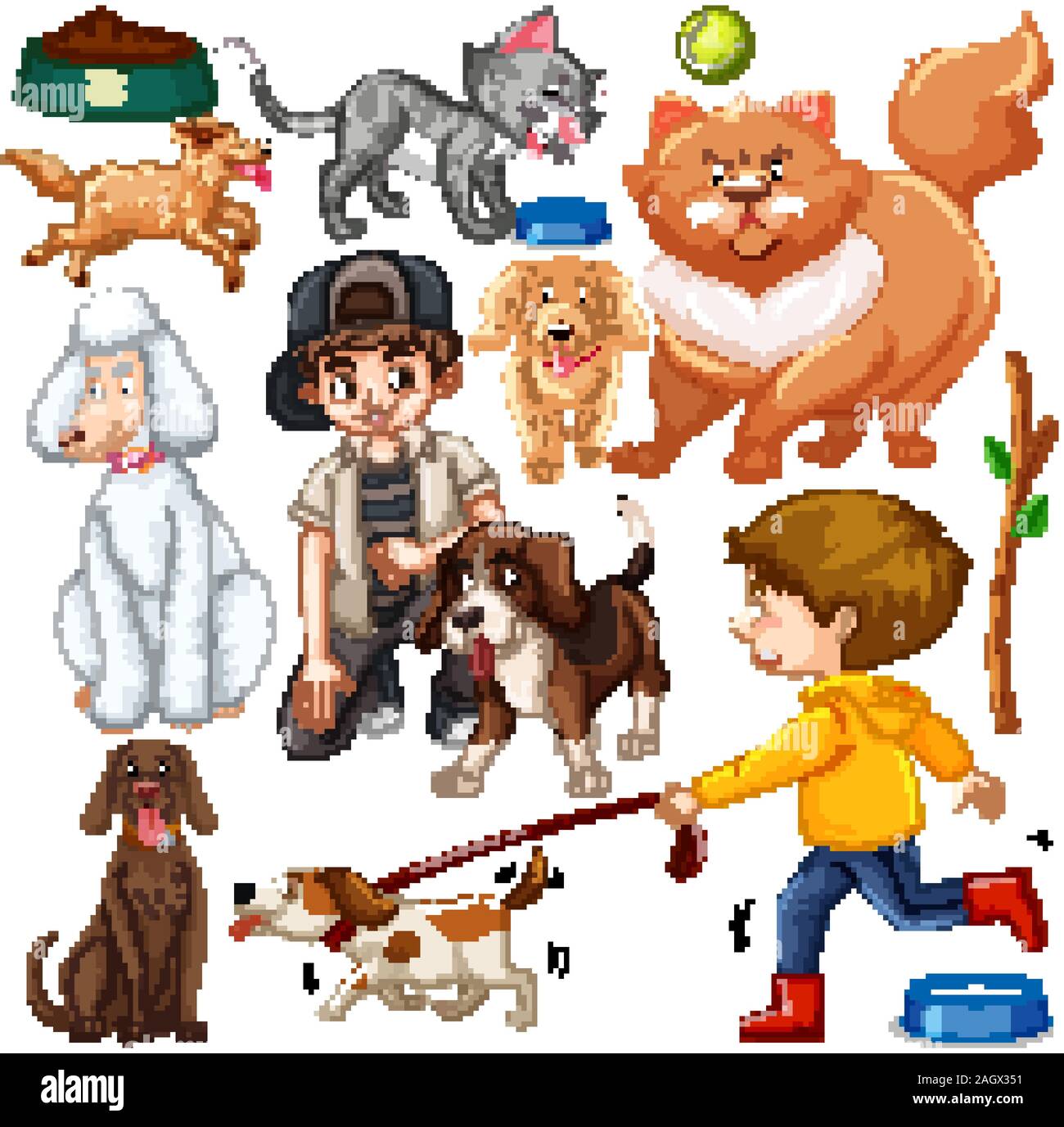 Children with animals on isolated background illustration Stock Vector ...