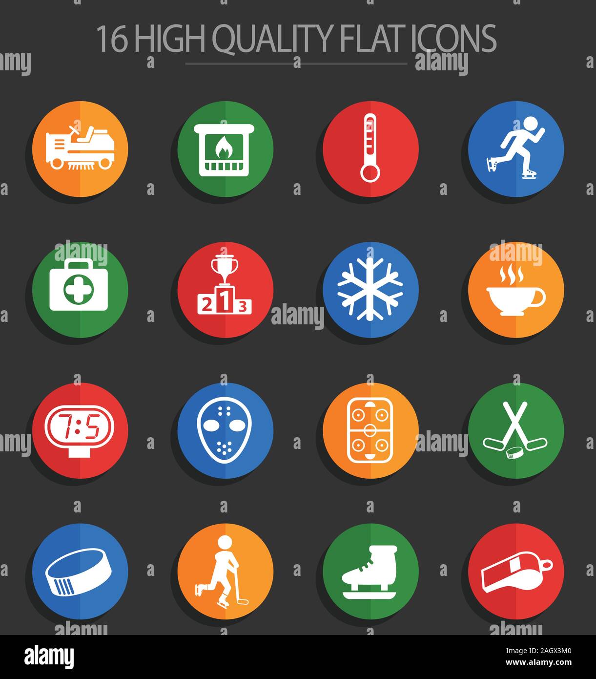 ice rink 16 flat icons Stock Vector Image & Art - Alamy
