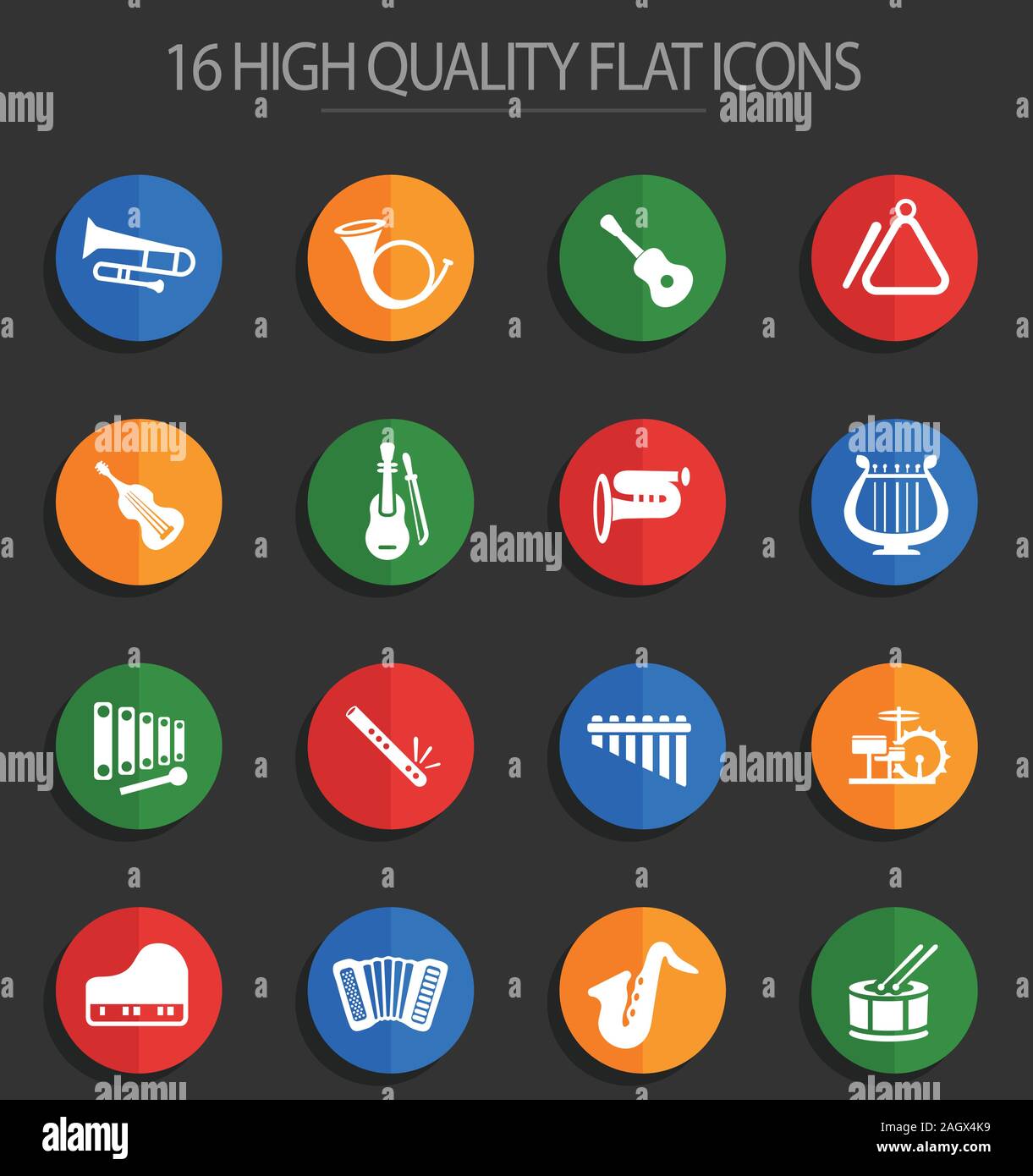 musical instruments 16 flat icons Stock Vector Image & Art - Alamy