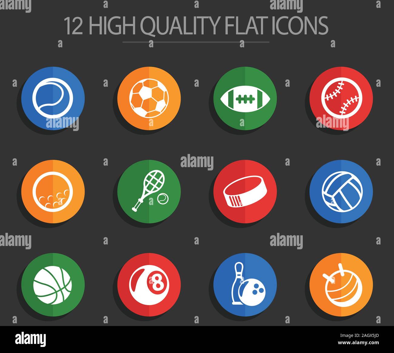 sport balls 12 flat icons Stock Vector Image & Art - Alamy