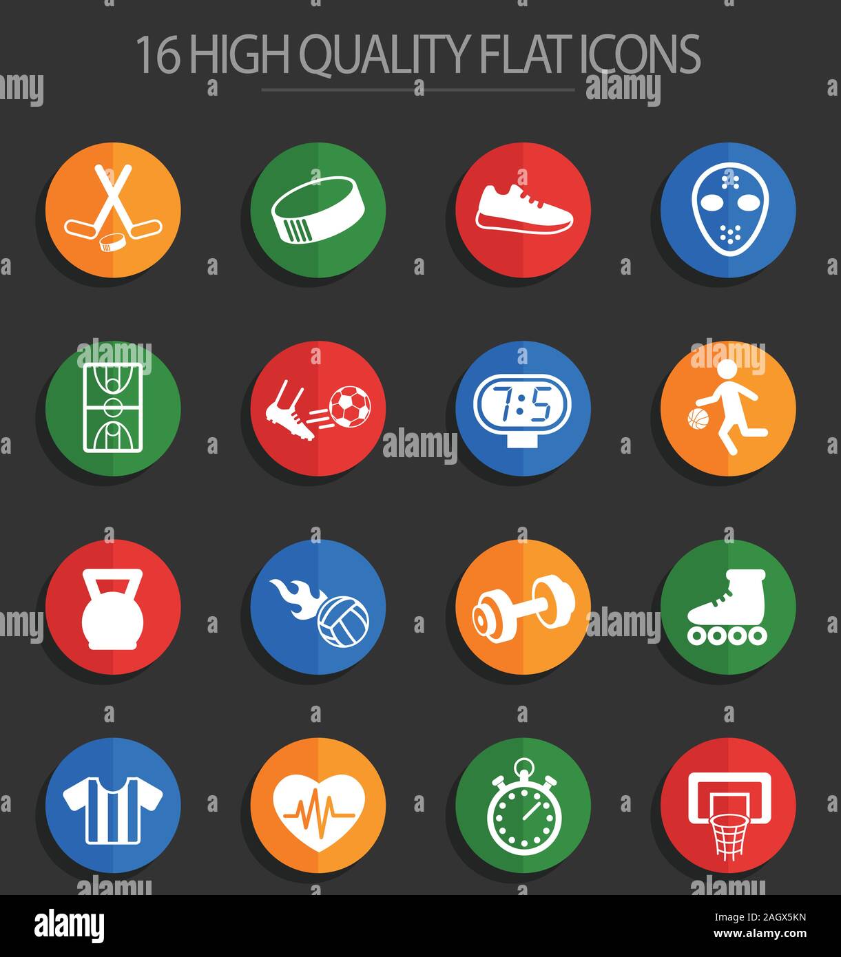 sport 16 flat icons Stock Vector Image & Art - Alamy