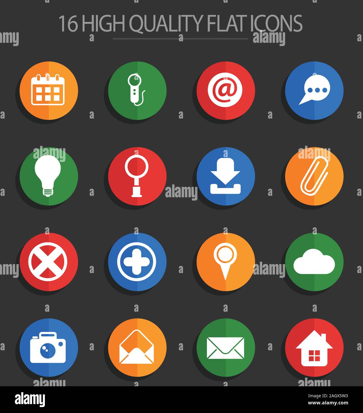 user interface 16 flat icons Stock Vector