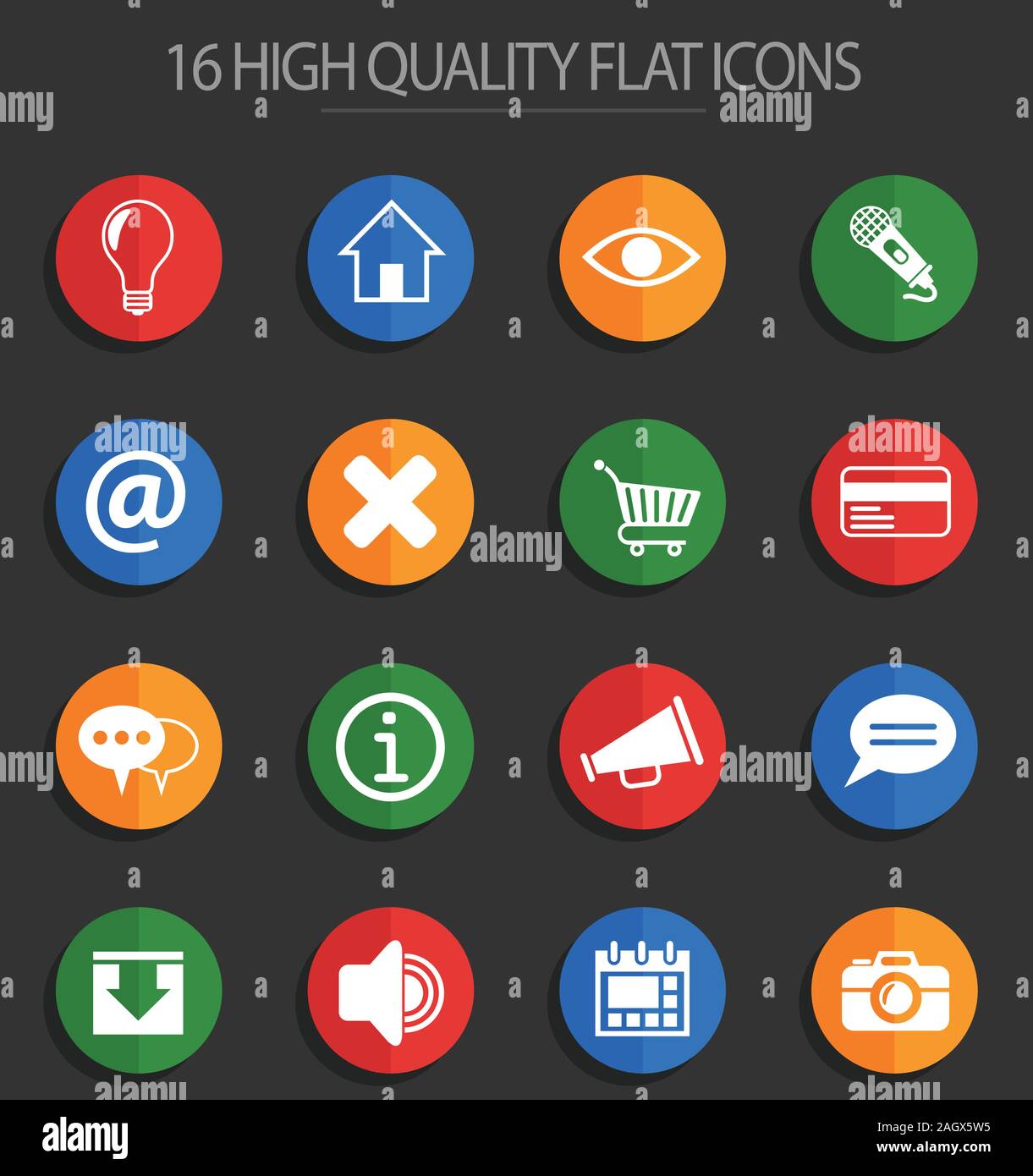 user interface 16 flat icons Stock Vector