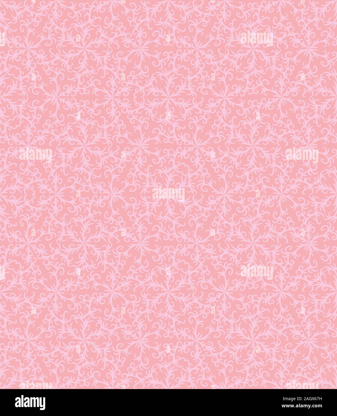 seamless vector pattern with botanical damask ornament in pale pink colors Stock Vector