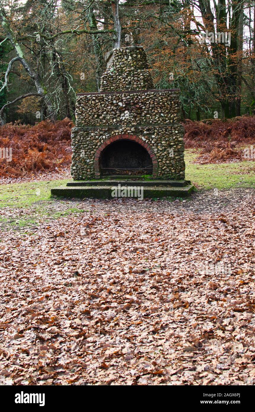 Portuguese fireplace at Bolderwood,New Forest Stock Photo