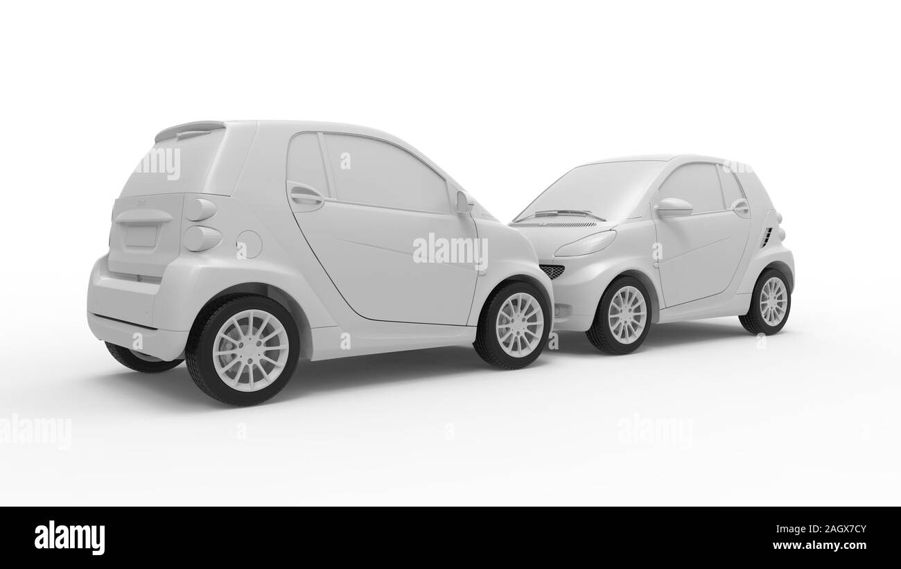 3d rendering of a small urban city electric car isolated in white background Stock Photo