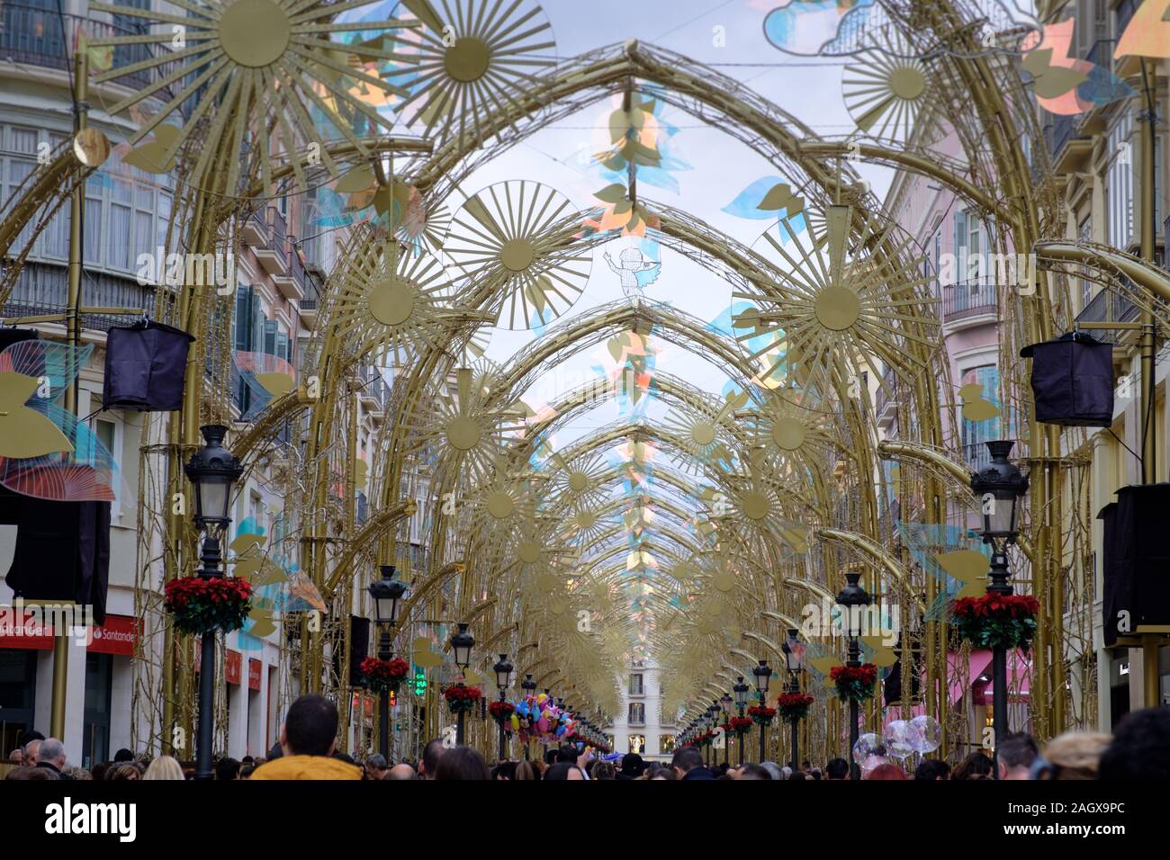 Christmas lights on Calle Larios in the city of Malaga, Andalucia, Spain, Europe Stock Photo