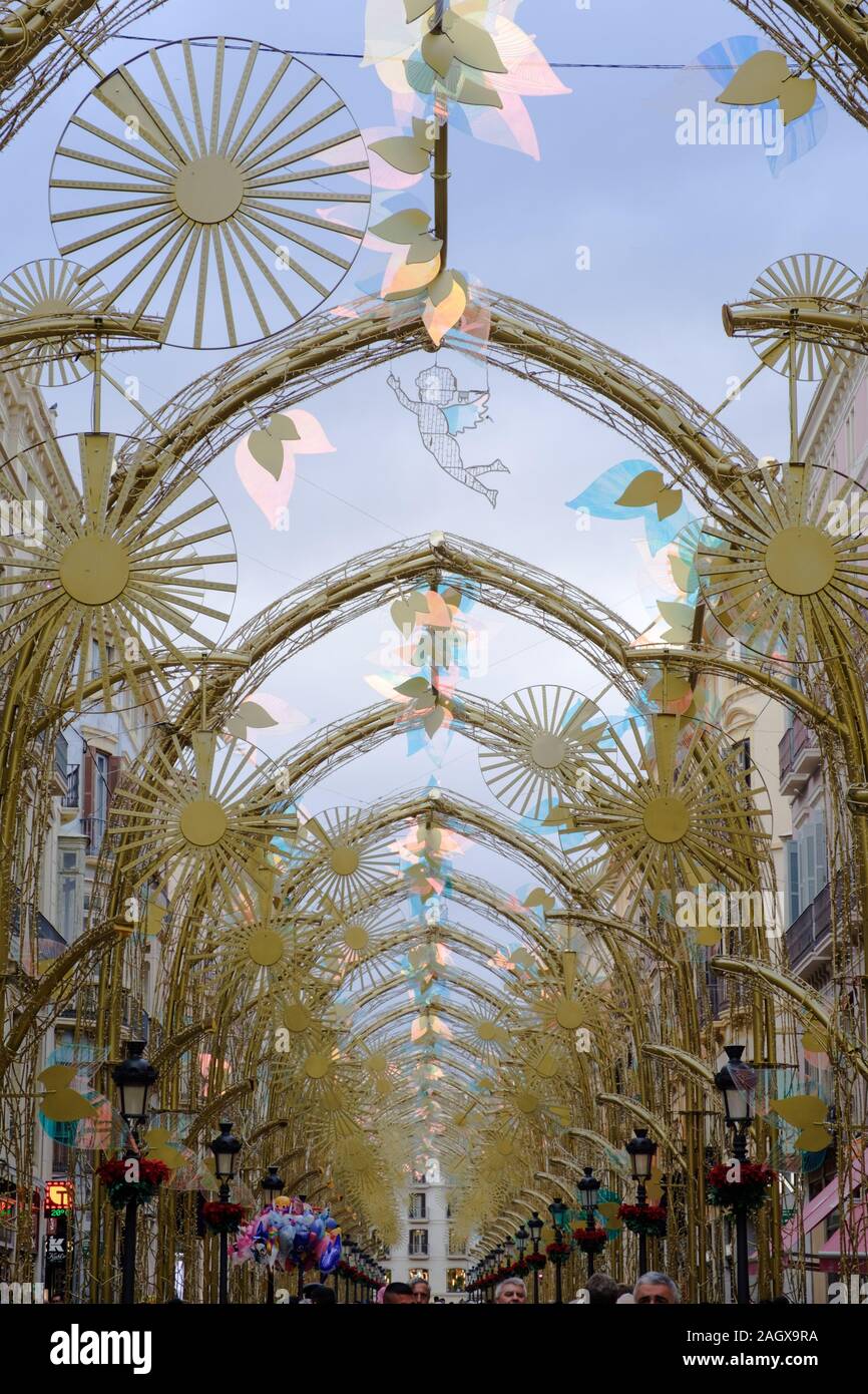 Christmas lights on Calle Larios in the city of Malaga, Andalucia, Spain, Europe Stock Photo